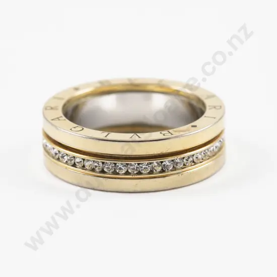 Faux Bvlgari Gold Plated Crystal Set Band Ring