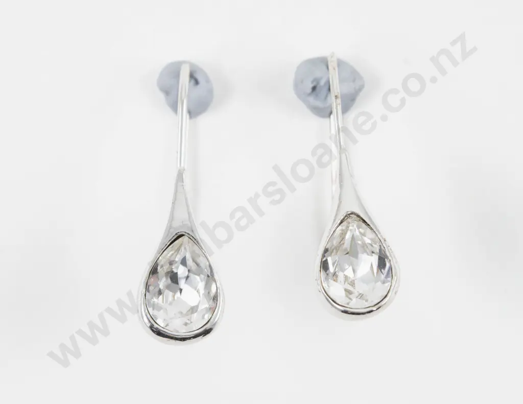 Mark and Spencer Pair Single Crystal Set Pendant Drop Earrings Image 1++