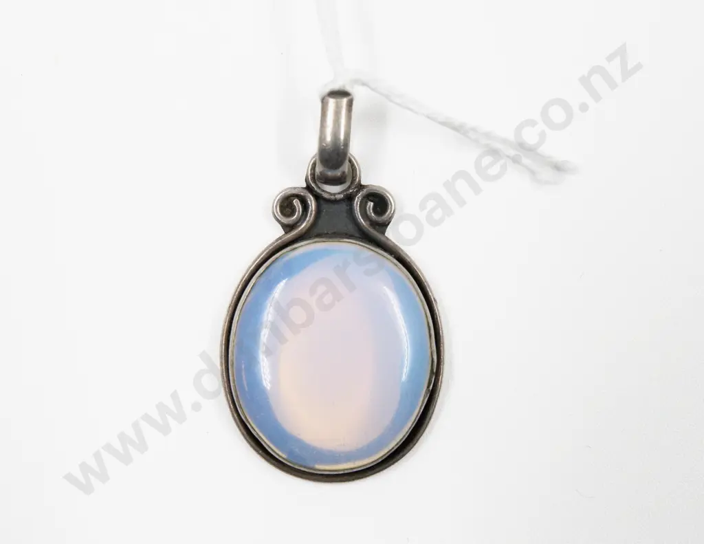 S/S Framed Single Moonstone Glass Pendant Image 1++