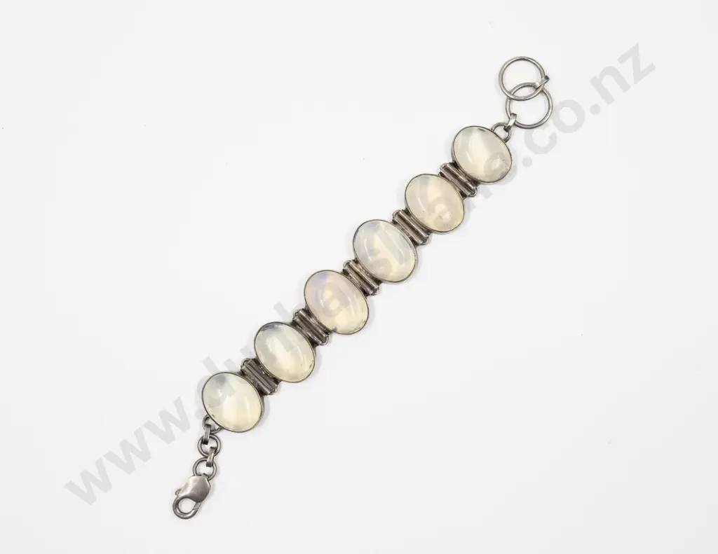 S/S Framed Six Panel Moonstone Bracelet Image 1++