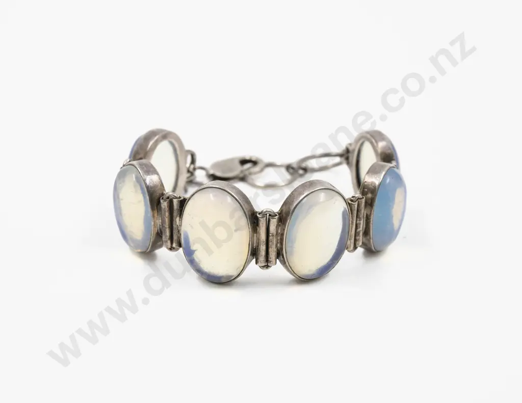 S/S Framed Six Panel Moonstone Bracelet Image 1++