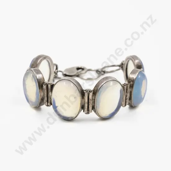 S/S Framed Six Panel Moonstone Bracelet