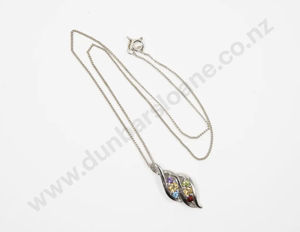 S/S Multi Coloured Crystal Set Pendant Image 1++