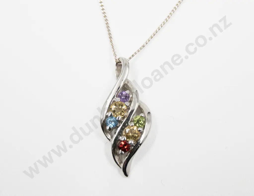 S/S Multi Coloured Crystal Set Pendant Image 1++