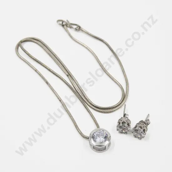 S/S Single Clear Crystal Pendant