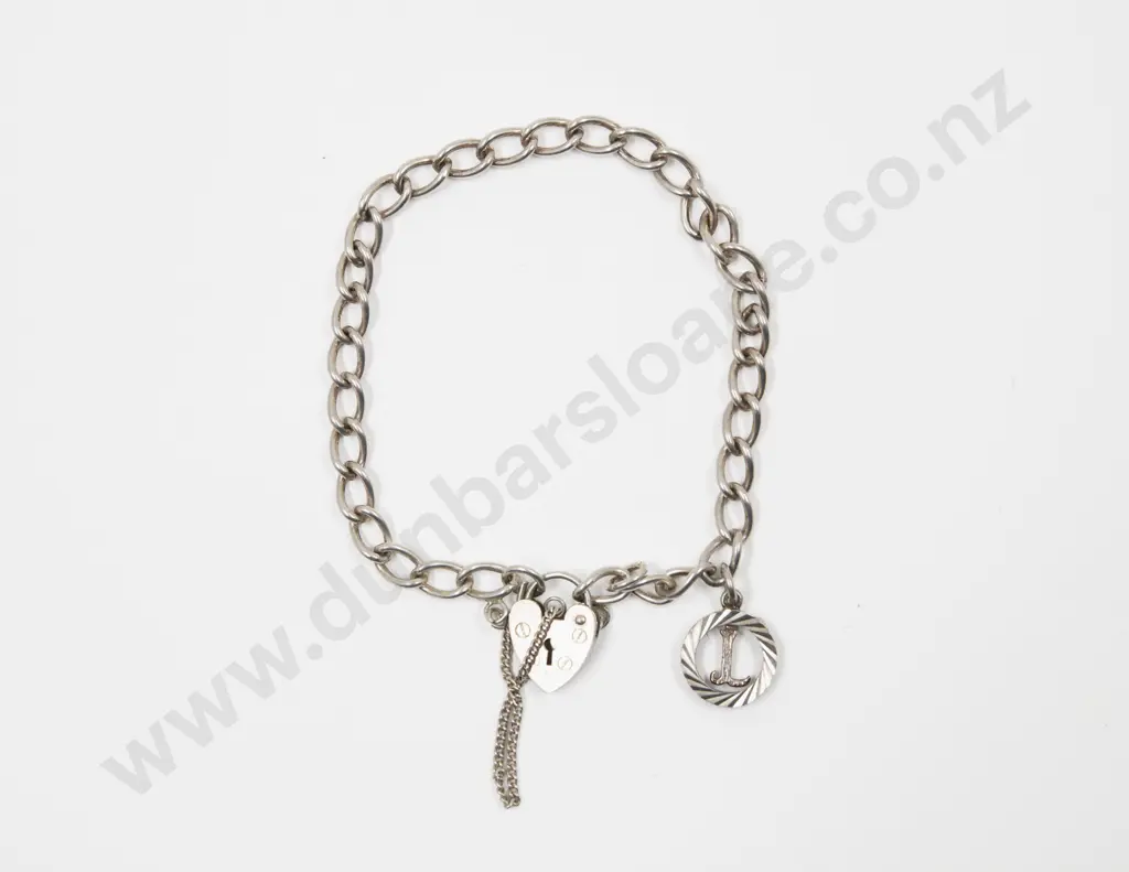 S/S Fancy Link Bracelet with Heart Padlock Clasp Image 1++