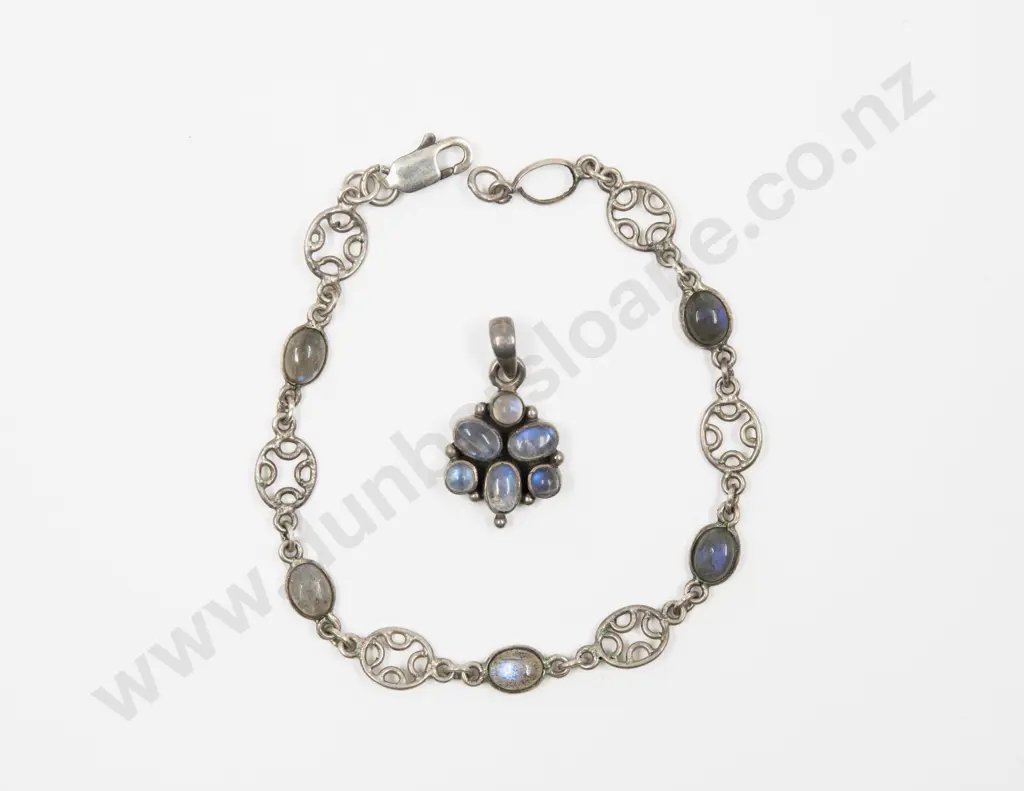 S/S Five Moonstone Fancy Link Bracelet Image 1++