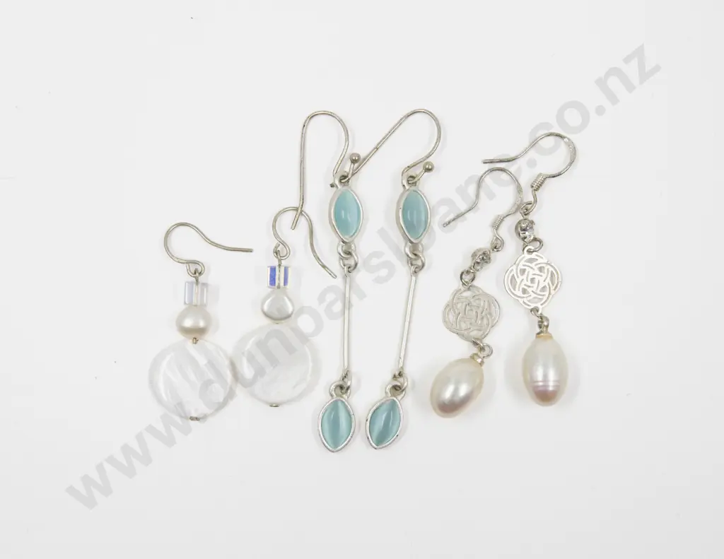 Three Pairs S/S Pendant Drop Earrings Image 1++