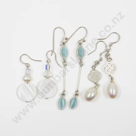 Three Pairs S/S Pendant Drop Earrings