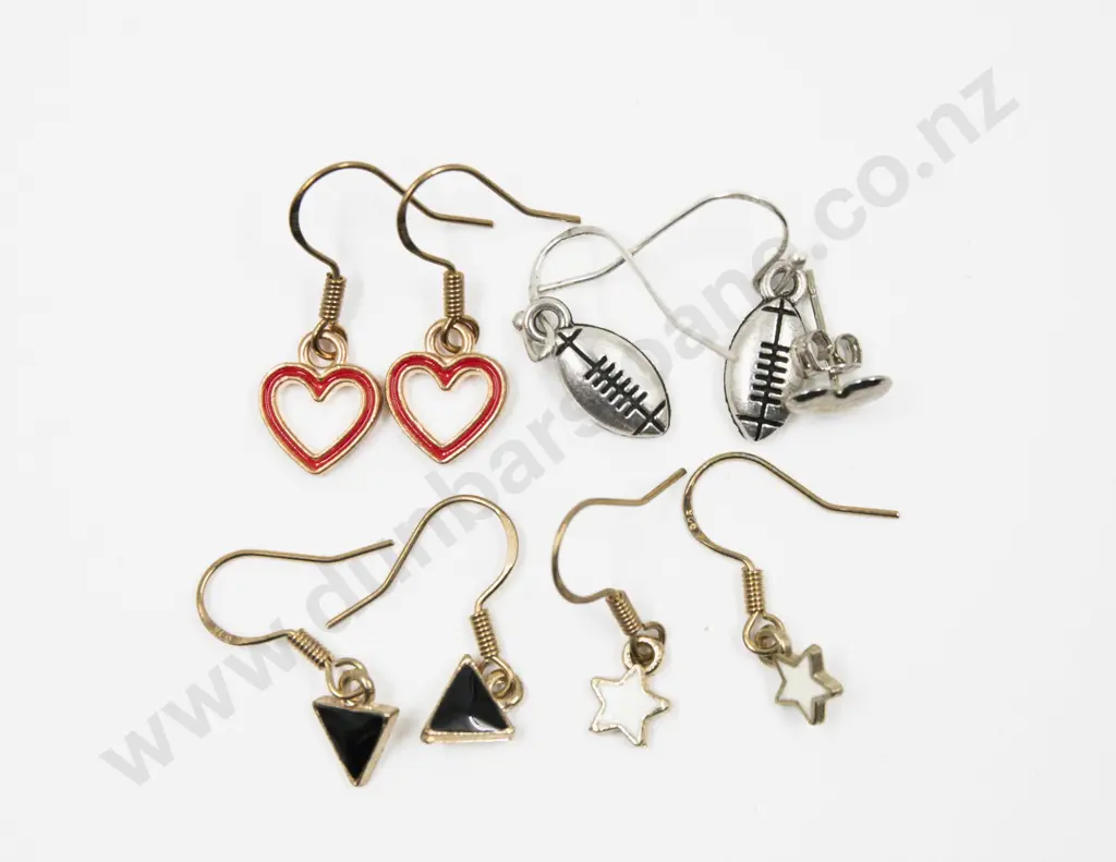 Five Pairs .925 Silver Mounted Earrings Image 1++