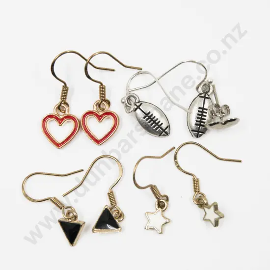 Five Pairs .925 Silver Mounted Earrings
