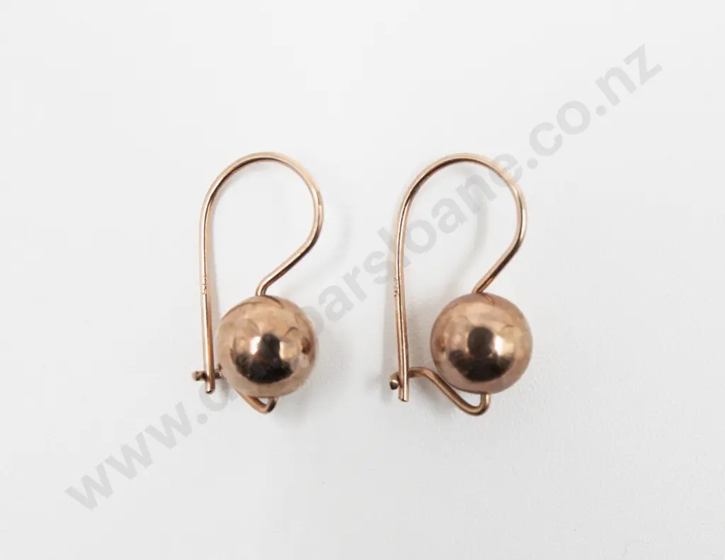 Pair 9ct 'Ball' Pendant Drop Earrings Image 1++