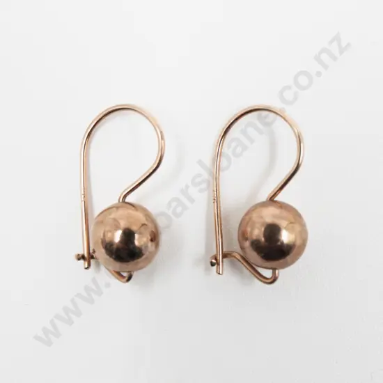 Pair 9ct 'Ball' Pendant Drop Earrings