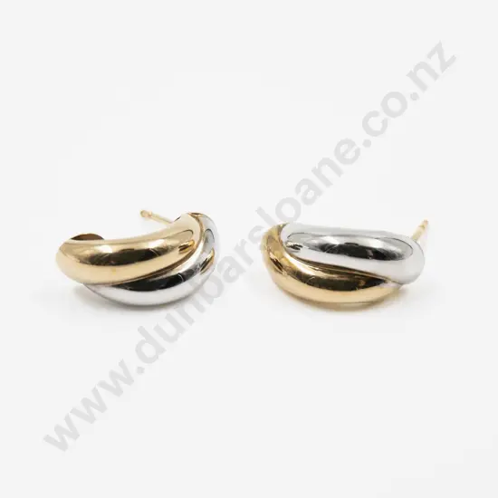 Pair 9ct Yellow and White Gold Twist Style Earrings