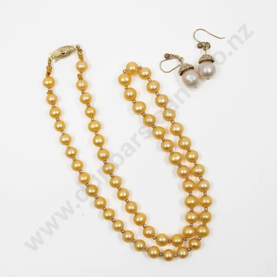 Single Strand Fresh Water Pearl Necklaces with Pair Earrings