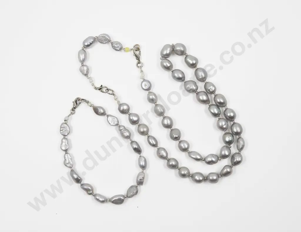 Single Strand Uniform Baroque Fresh Water Pearl Necklace and Bracelet Image 1++