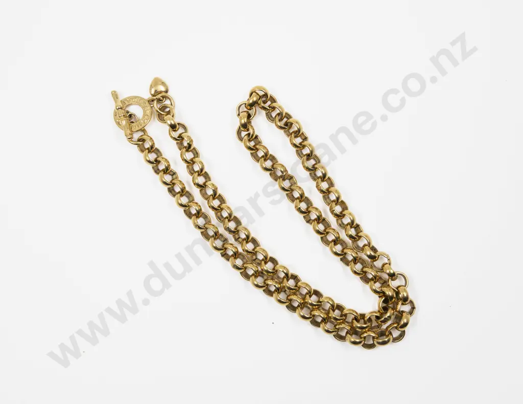 Vintage Gold Plated Trace Link Neck Chain engraved 'Amor Vincit Omnia' to Clasp Image 1++