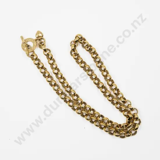 Vintage Gold Plated Trace Link Neck Chain engraved 'Amor Vincit Omnia' to Clasp