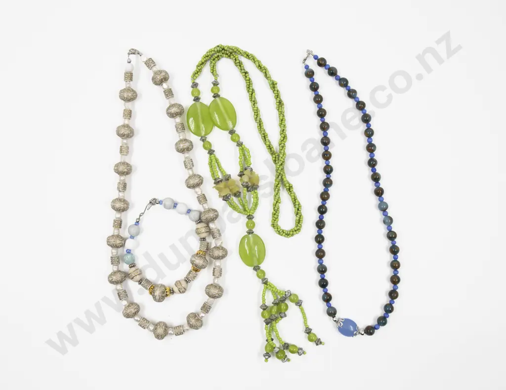 Collection of Three Beaded Necklaces Together with Bead Bracelet Image 1++