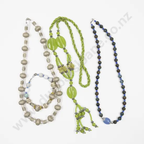 Collection of Three Beaded Necklaces Together with Bead Bracelet
