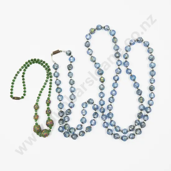 Three Vintage Single Strand Venetian Glass Bead Necklaces