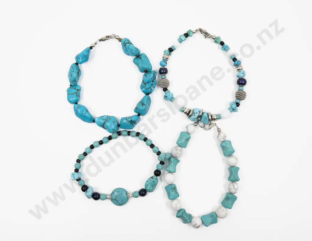 Four Turquoise Bead Bracelets Image 1++
