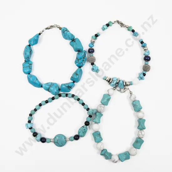 Four Turquoise Bead Bracelets