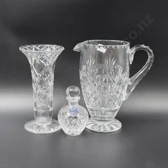 Crystal Jug together with Stewart Crystal Perfume Bottle & Vase