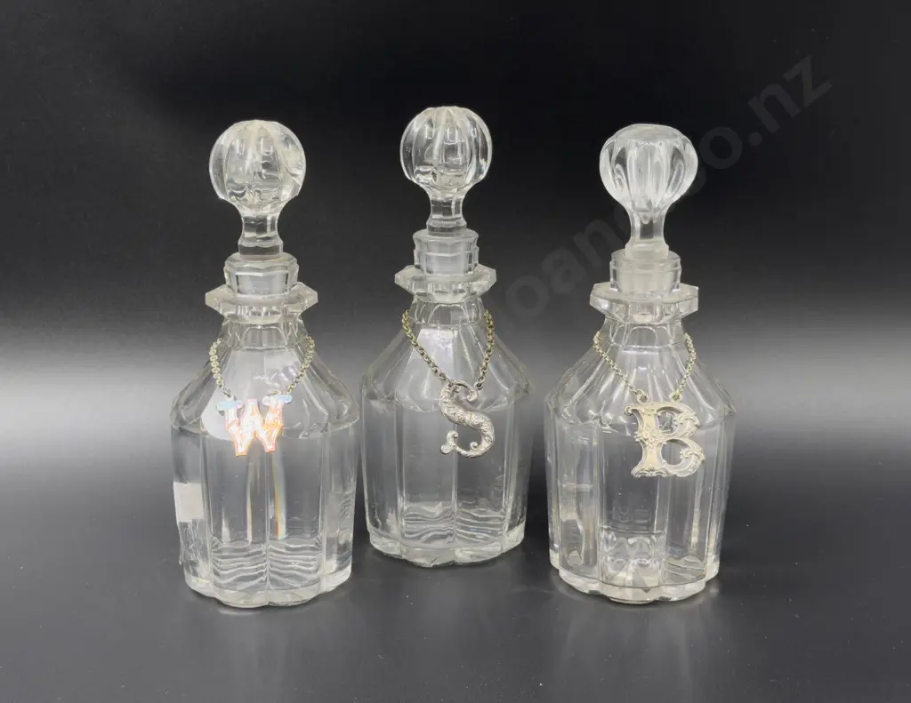 Three Vict Glass Decanters Image 1++