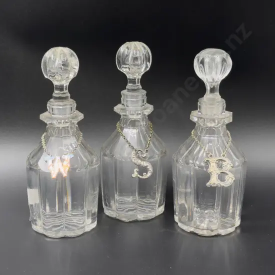 Three Vict Glass Decanters