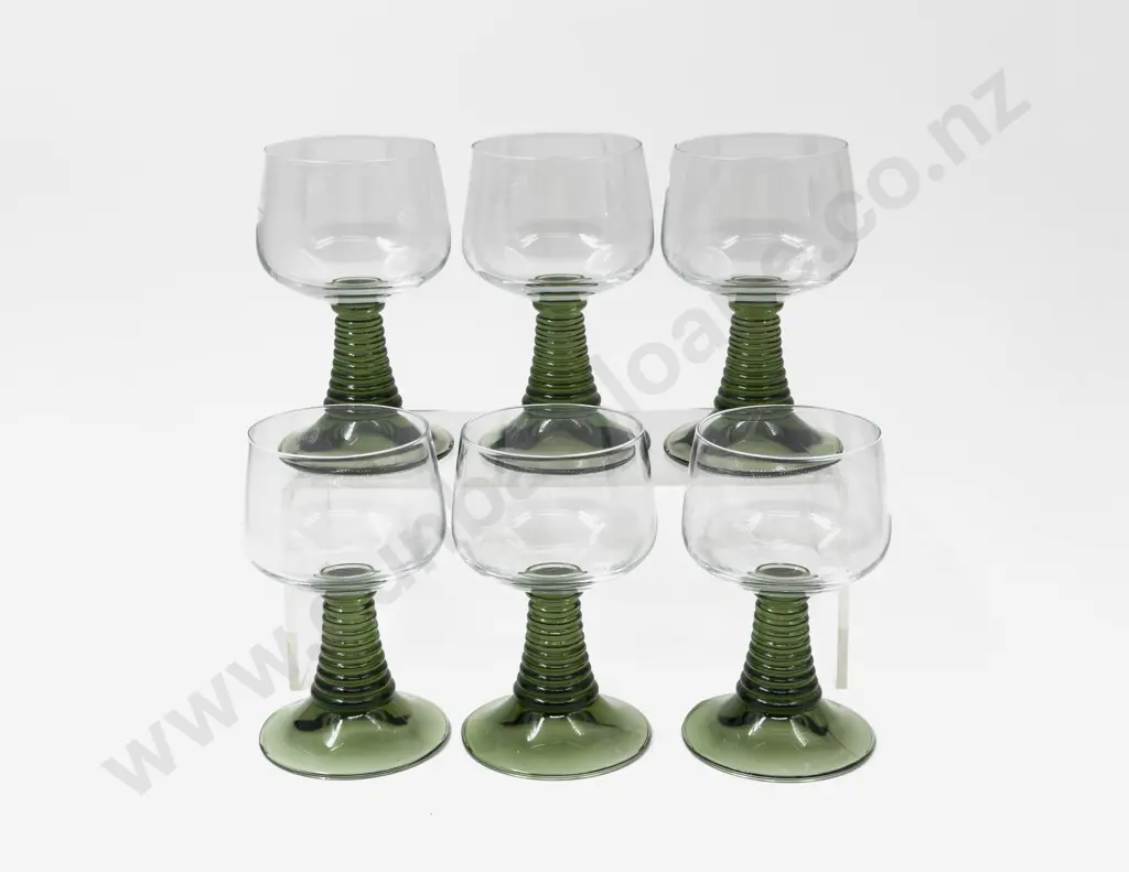 Six Mid C20th Glass Goblets Image 1++