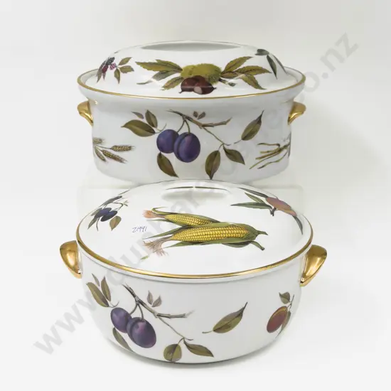 Two Royal Worcester "Evesham" Pattern Lidded Oven Dishes