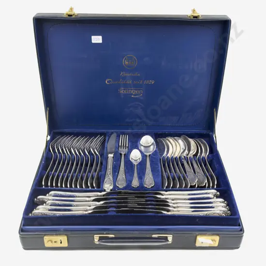 Solingen Cased Set of Cutlery & S/P Christening Mug