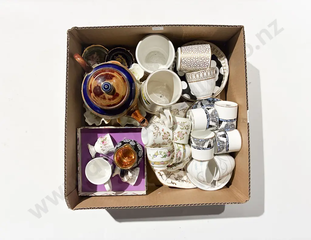 Box Qty of Assorted China incl Doulton Burslem Teapot Image 1++