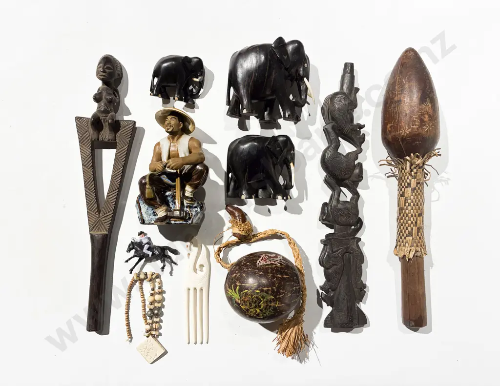 Box Qty of Assorted Carved Ornaments etc Image 1++