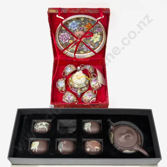 Two Boxed Chinese Teasets