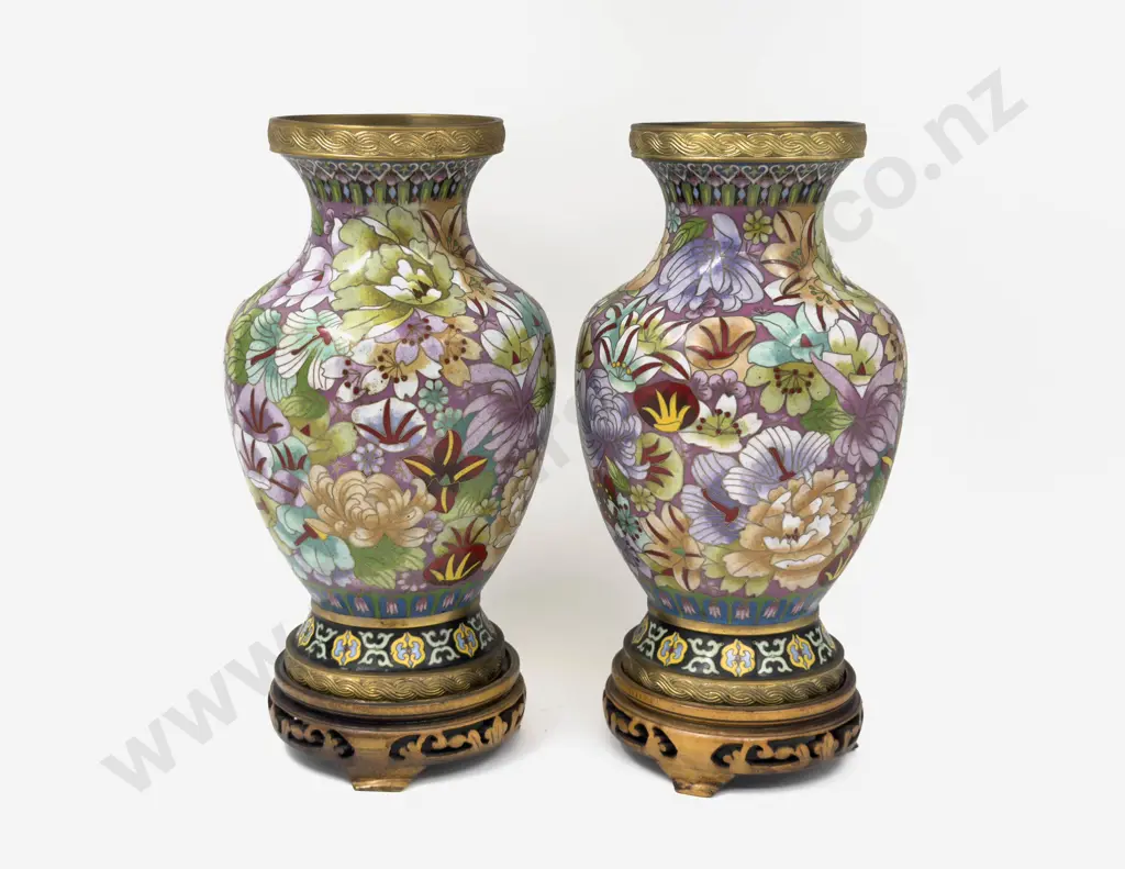 Pair of Cloisonne Vases Image 1++