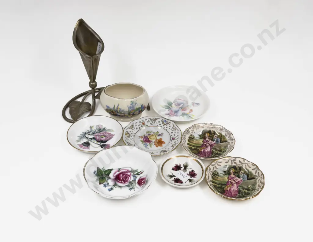 Small Qty of Assorted China together with Floral Form Metal Candle Holder Image 1++