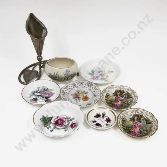 Small Qty of Assorted China together with Floral Form Metal Candle Holder