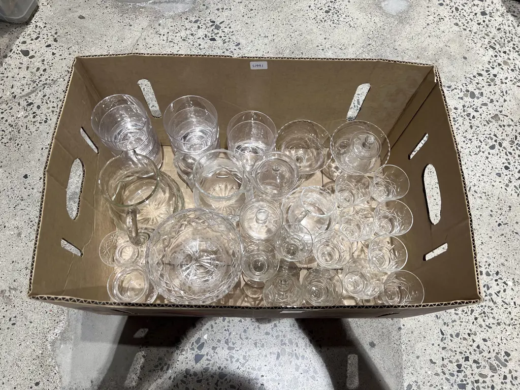Box Qty of Assorted Crystal & Glassware Image 1++