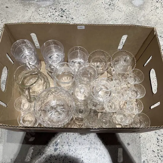 Box Qty of Assorted Crystal & Glassware