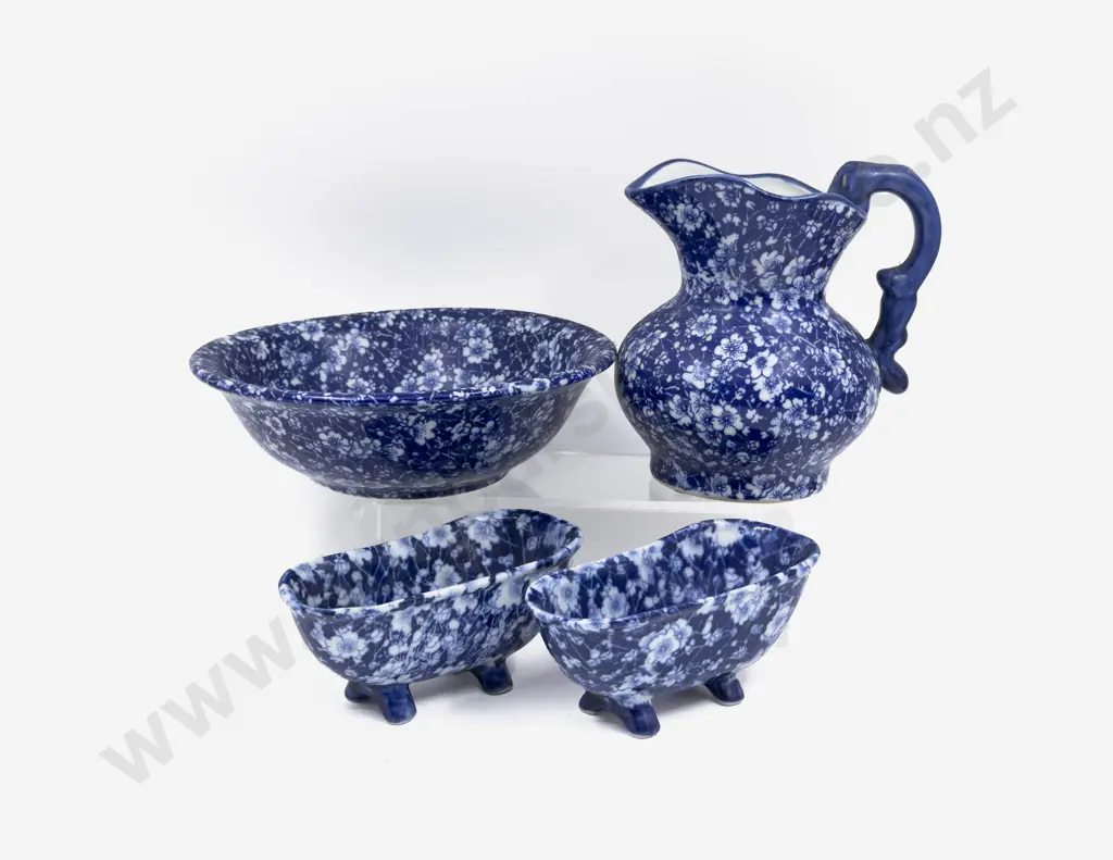 Four Pces of Assorted Blue & White China incl Jug & Basin Image 1++