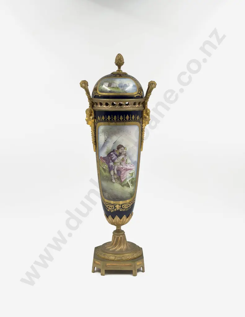 C19th Sèvres Signed French Porcelain Cobalt Blue & Ormolu Mounted Urn Image 1++