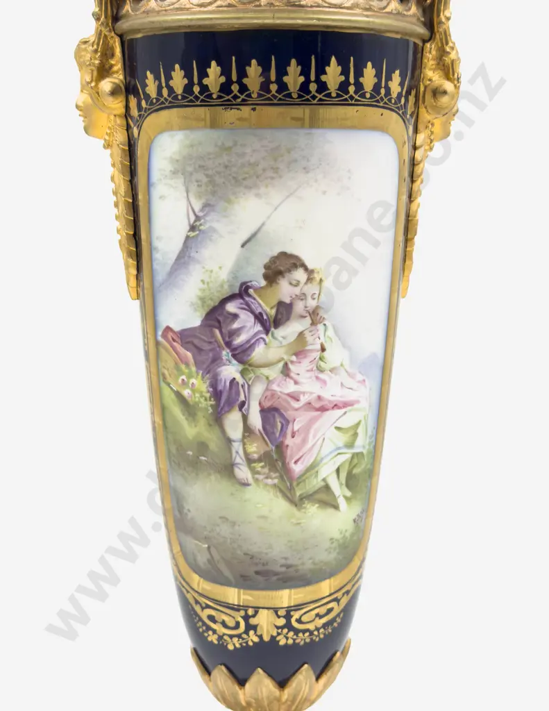 C19th Sèvres Signed French Porcelain Cobalt Blue & Ormolu Mounted Urn Image 1++