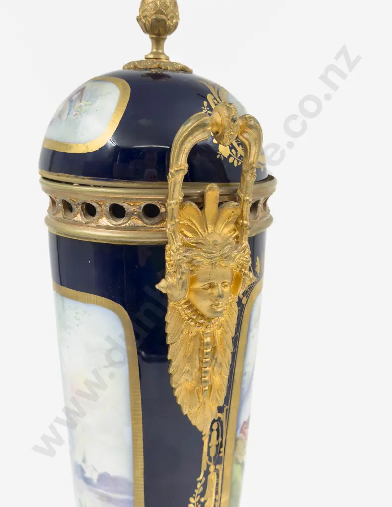 C19th Sèvres Signed French Porcelain Cobalt Blue & Ormolu Mounted Urn Image 1++