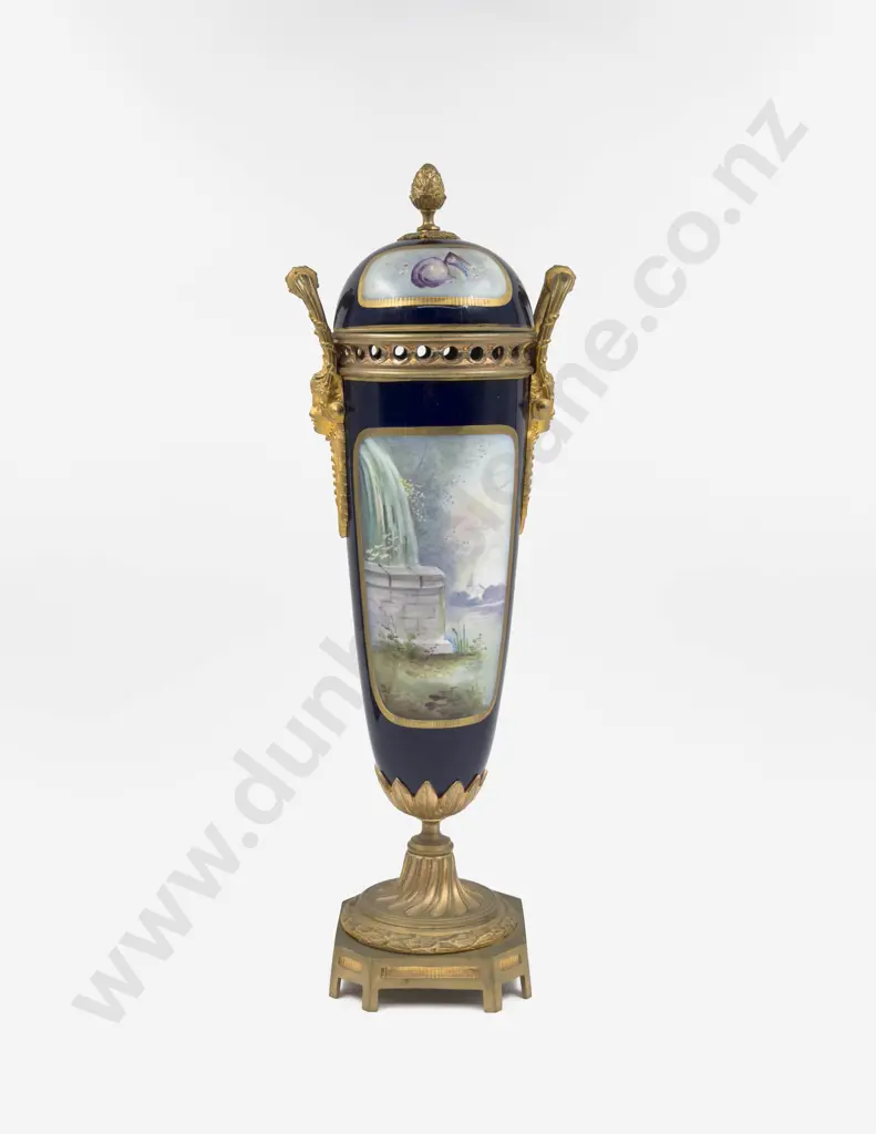 C19th Sèvres Signed French Porcelain Cobalt Blue & Ormolu Mounted Urn Image 1++