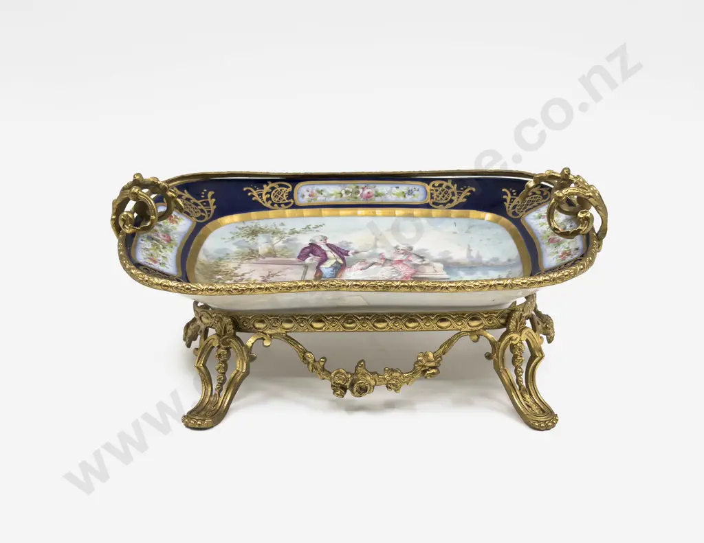 C19th Signed Sevres Cobalt Blue & Ormolu Mounted Centrepiece Tray Image 1++