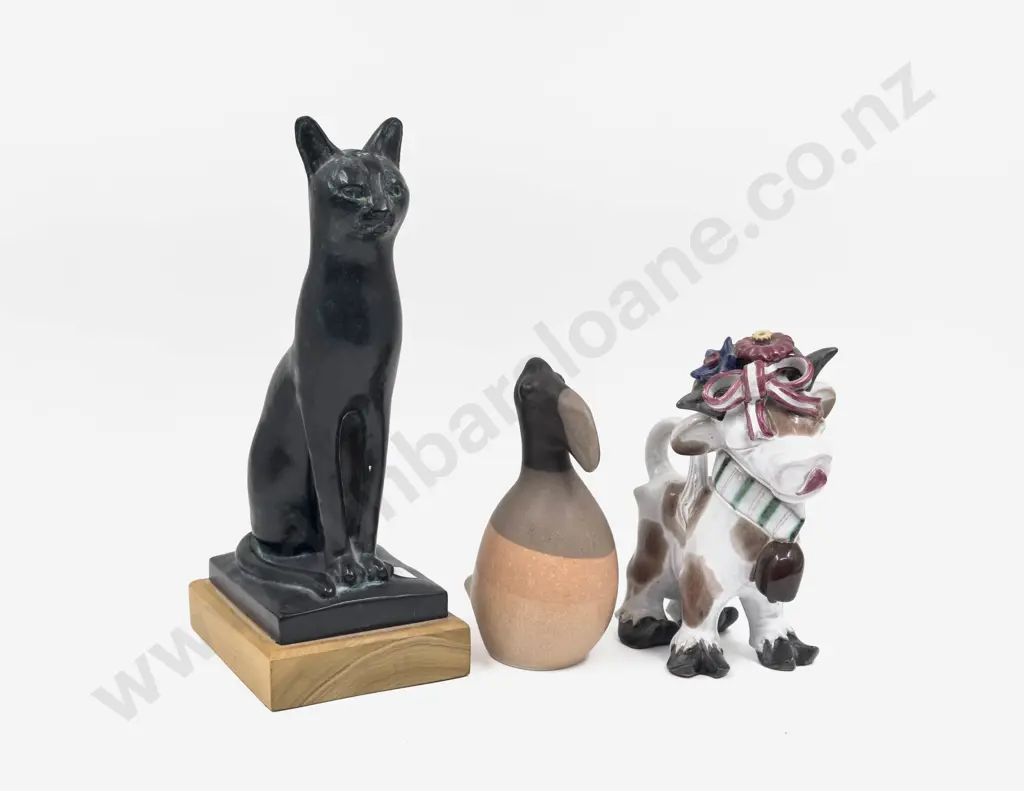 Austin Sculpture Made Bronze Style Cat & Two Other Ornaments Image 1++