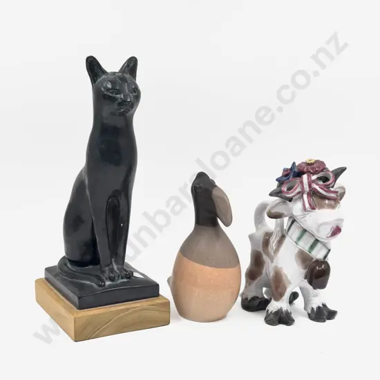 Austin Sculpture Made Bronze Style Cat & Two Other Ornaments