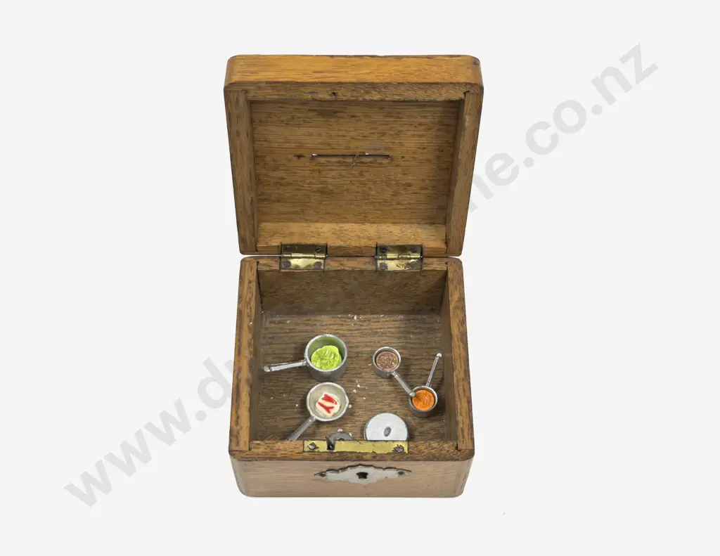 Vintage Wooden Coin Box Image 1++